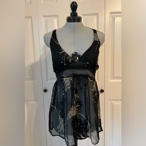 Silk Black Floral Camisole Top